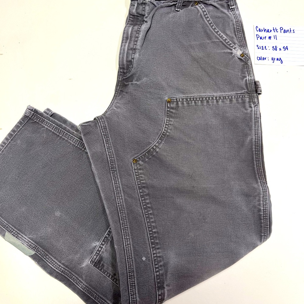 Carhartt Men's Gray Duck Double Front Work Pants - Dungaree Fit - Size 38x34